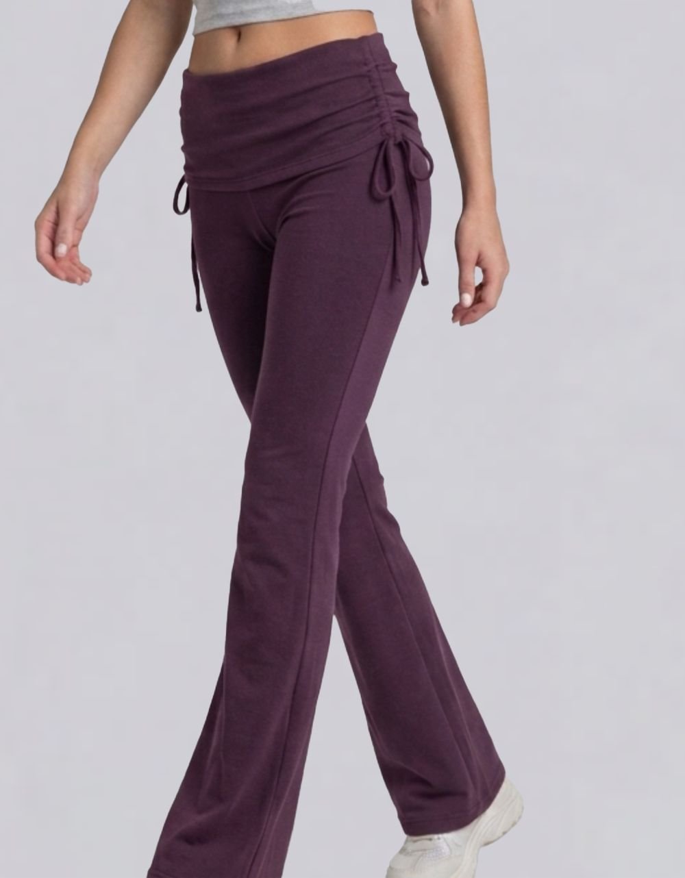 Ribbed Foldover Flared Pant
