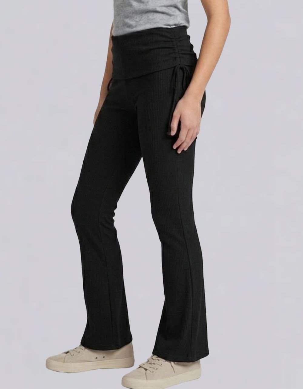 Ribbed Foldover Flared Pant