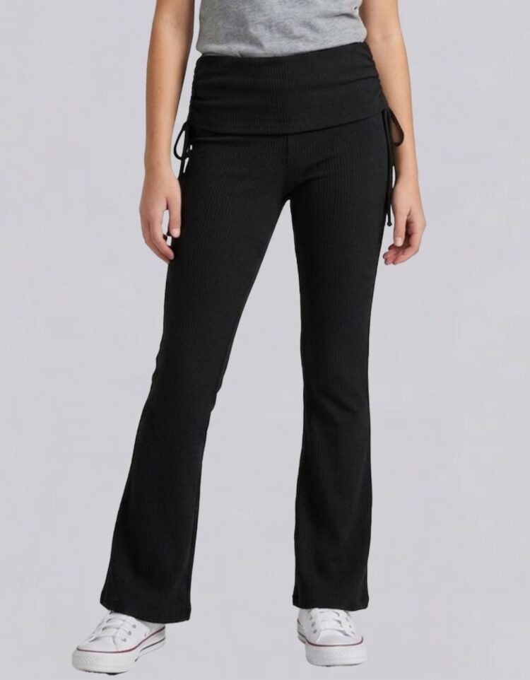 Ribbed Foldover Flared Pant