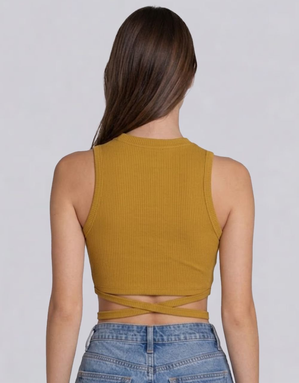Ribbed Waist Tie Ups Crop tank Top