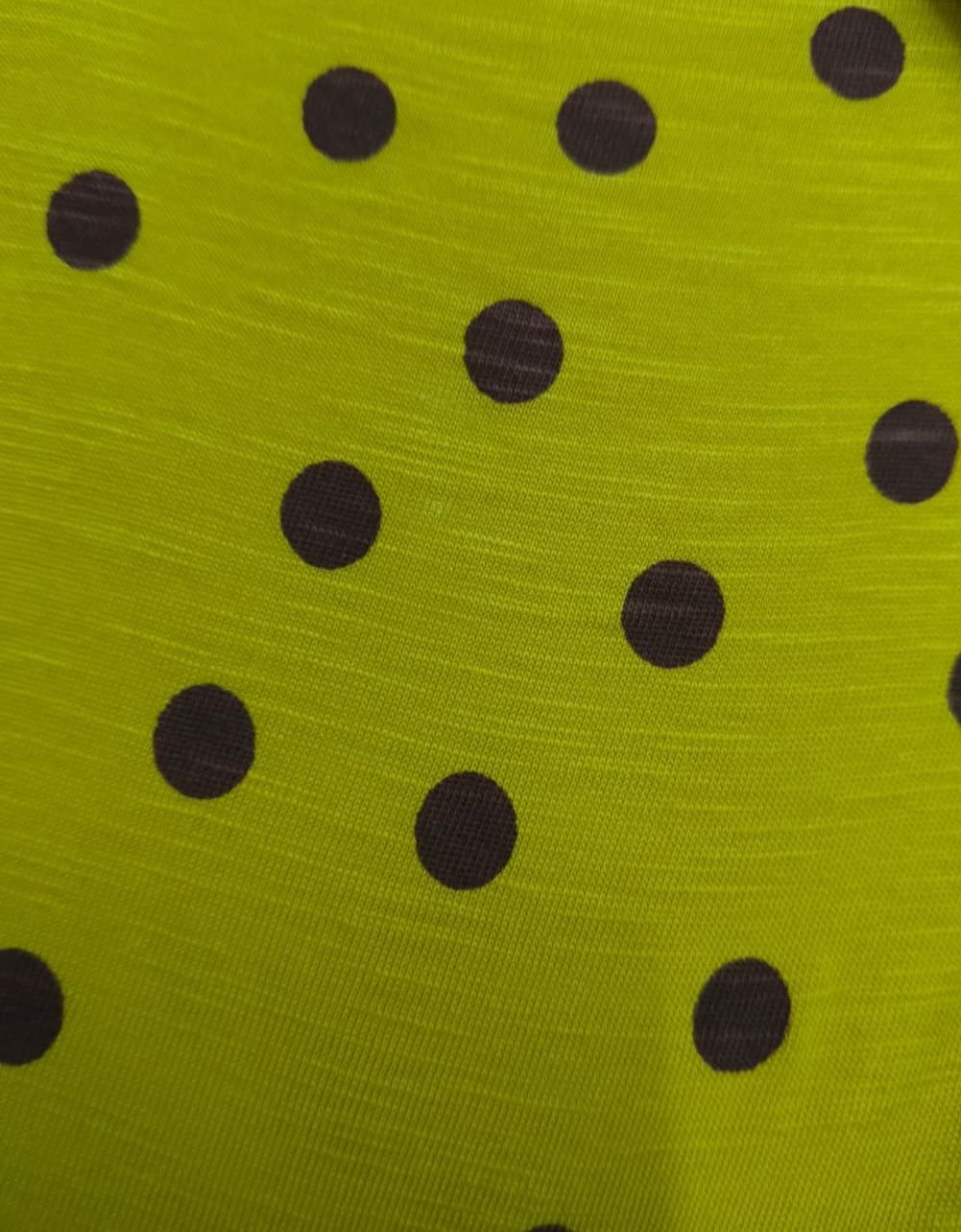 Mustard Yellow polka Dot off Shoulder Drape Neckline Cotton Top