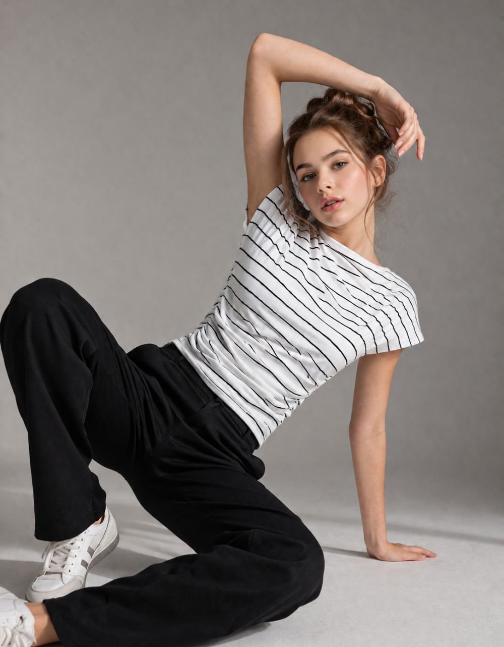 Black White Boat Neck T-Shirt