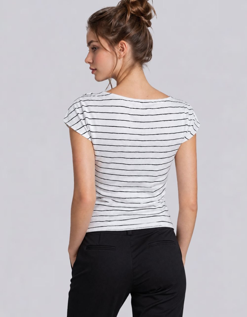 Black White Boat Neck T-Shirt