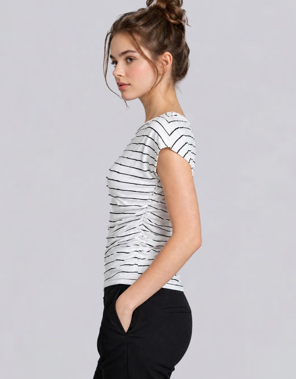 Black White Boat Neck T-Shirt