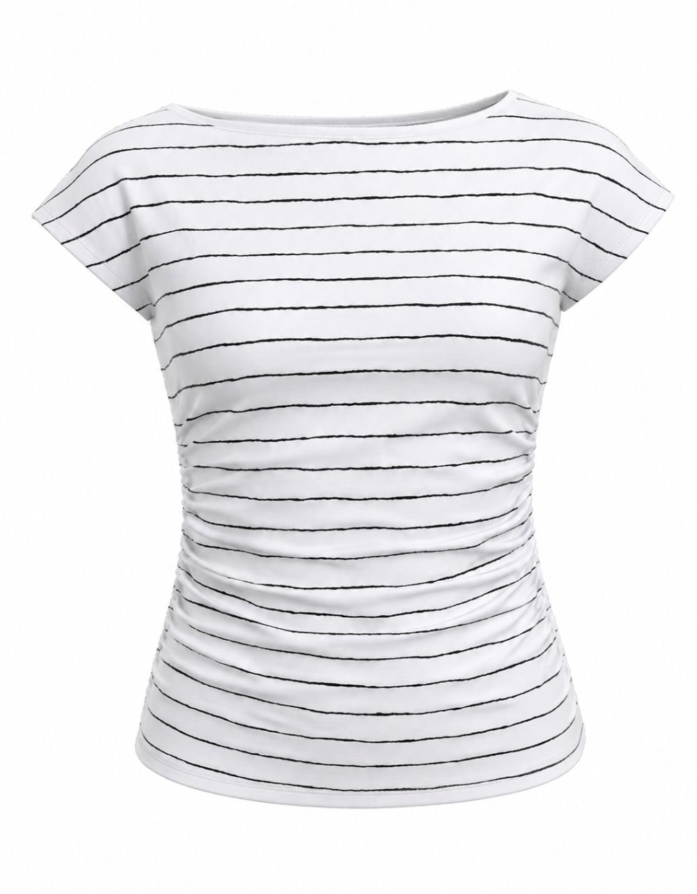 Black White Boat Neck T-Shirt