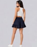 White Swiss Dot Smocked Waist Mini Skirt