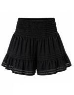 White Swiss Dot Smocked Waist Mini Skirt